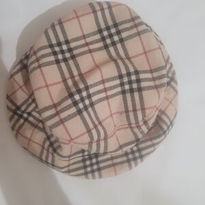 Burberry Beige and Black Checkered Hat